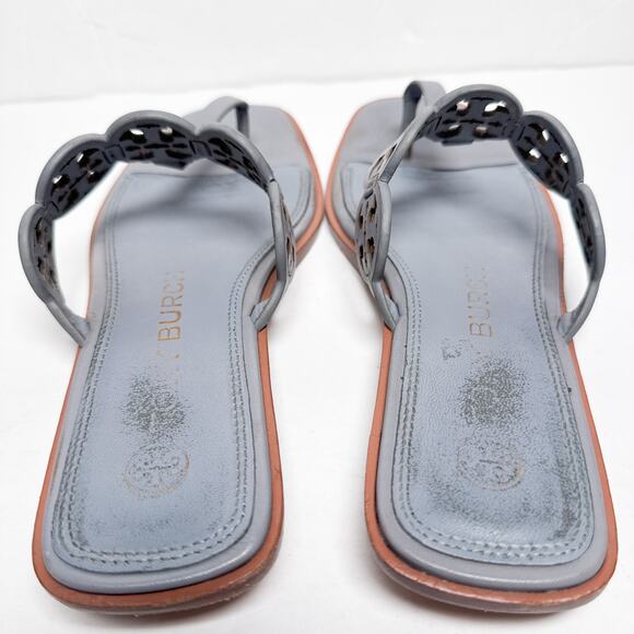 Tory Burch Blue Tiny Miller Square Toe Sandals 7 - Picture 5 of 8